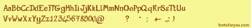 ScriptGribouillon Font – Brown Fonts on Yellow Background