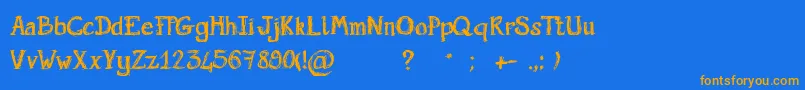 ScriptGribouillon Font – Orange Fonts on Blue Background
