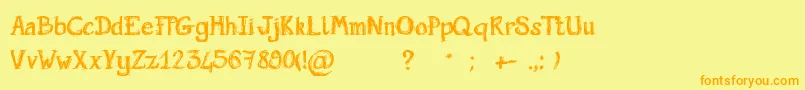 Fonte ScriptGribouillon – fontes laranjas em um fundo amarelo