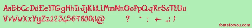 ScriptGribouillon Font – Red Fonts on Green Background