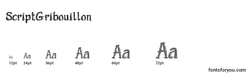 Размеры шрифта ScriptGribouillon