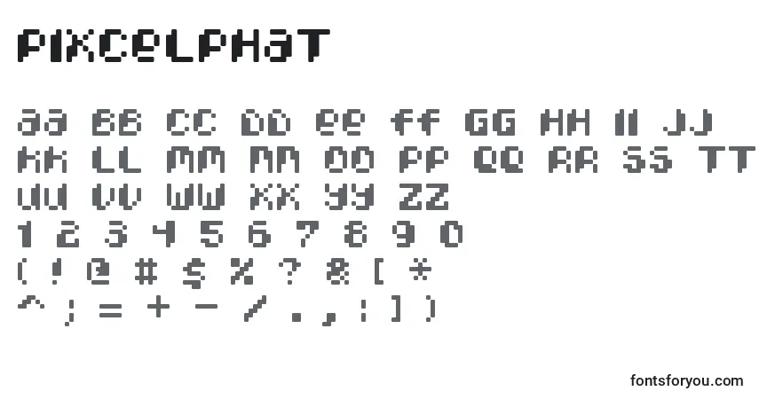 PixcelPhat-fontti – aakkoset, numerot, erikoismerkit