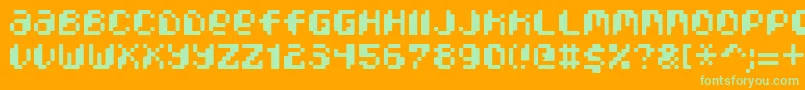 Fonte PixcelPhat – fontes verdes em um fundo laranja