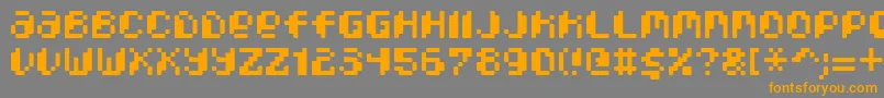 フォントPixcelPhat – オレンジの文字は灰色の背景にあります。