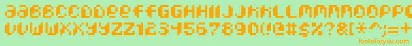 PixcelPhat-Schriftart – Orangefarbene Schriften auf grünem Hintergrund