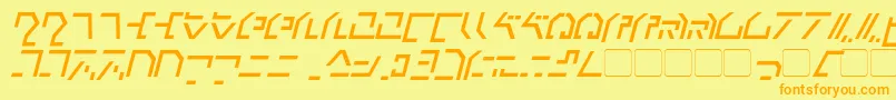 ModernCybertronicItalic Font – Orange Fonts on Yellow Background