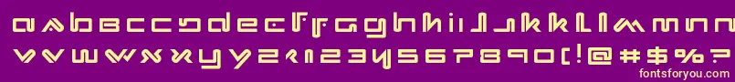 Xephyrtitle-Schriftart – Gelbe Schriften auf violettem Hintergrund