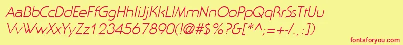Czcionka StaidItalic – czerwone czcionki na żółtym tle