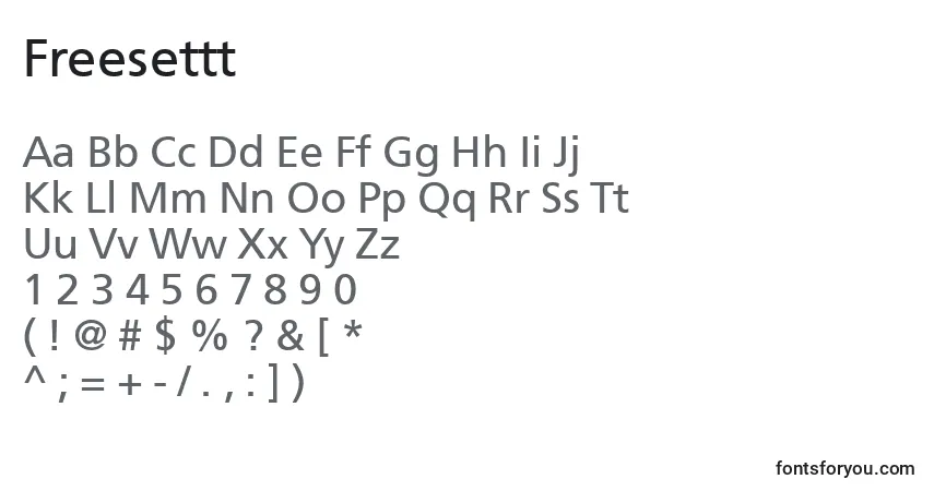 Czcionka Freesettt – alfabet, cyfry, specjalne znaki