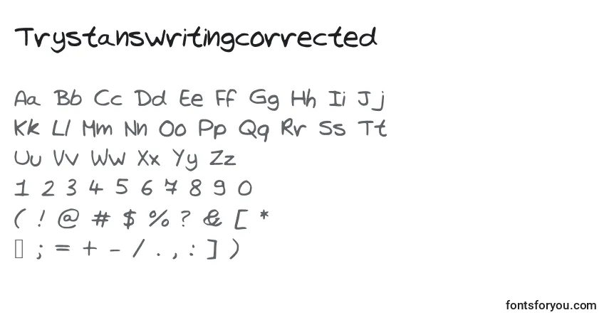 Czcionka Trystanswritingcorrected – alfabet, cyfry, specjalne znaki