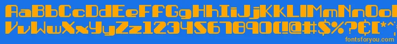 PersuasionBrkフォントについての詳細 フォントPersuasionBrk – オレンジ色の文字が青い背景にあります。