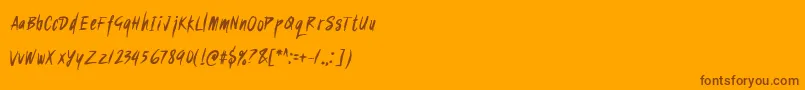 SukroRegular-Schriftart – Braune Schriften auf orangefarbenem Hintergrund