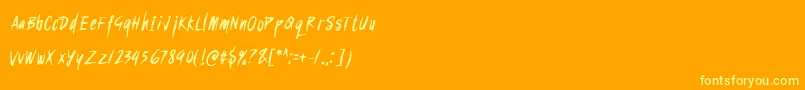 SukroRegular-Schriftart – Gelbe Schriften auf orangefarbenem Hintergrund