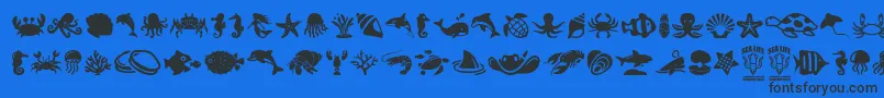 SeaLife-Schriftart – Schwarze Schriften auf blauem Hintergrund