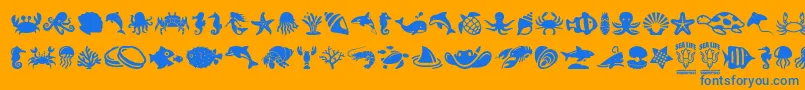 SeaLife-Schriftart – Blaue Schriften auf orangefarbenem Hintergrund