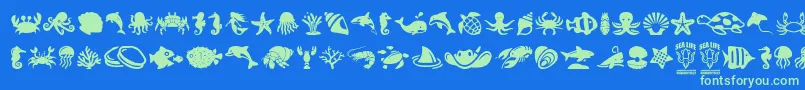 SeaLife-Schriftart – Grüne Schriften auf blauem Hintergrund