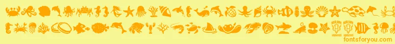 SeaLife Font – Orange Fonts on Yellow Background