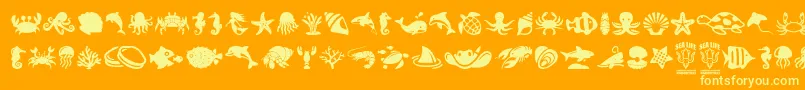 SeaLife Font – Yellow Fonts on Orange Background