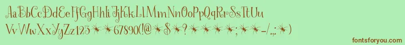 Шрифт SpinnenkopDemo – коричневые шрифты на зелёном фоне