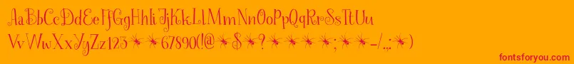 SpinnenkopDemo-Schriftart – Rote Schriften auf orangefarbenem Hintergrund