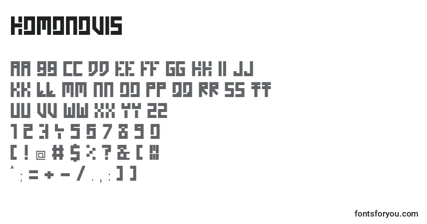 Schriftart HomoNovis – Alphabet, Zahlen, spezielle Symbole