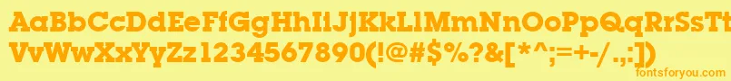 LubalingraitcteeBold-Schriftart – Orangefarbene Schriften auf gelbem Hintergrund
