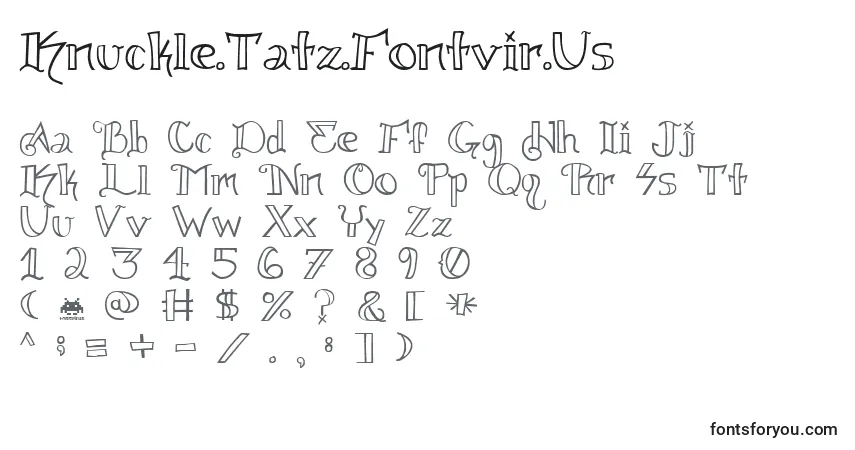 A fonte Knuckle.Tatz.Fontvir.Us – alfabeto, números, caracteres especiais