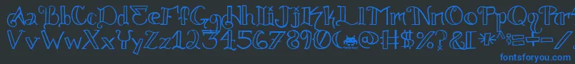 Knuckle.Tatz.Fontvir.Us-Schriftart – Blaue Schriften auf schwarzem Hintergrund