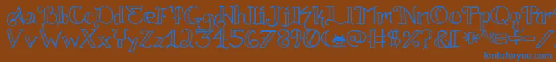 Knuckle.Tatz.Fontvir.Us Font – Blue Fonts on Brown Background