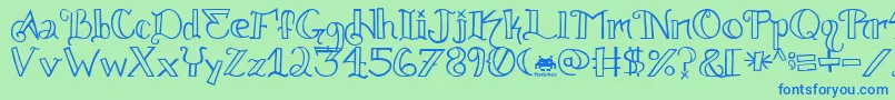 Knuckle.Tatz.Fontvir.Us-Schriftart – Blaue Schriften auf grünem Hintergrund