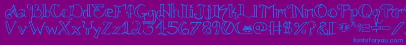 Шрифт Knuckle.Tatz.Fontvir.Us – синие шрифты на фиолетовом фоне