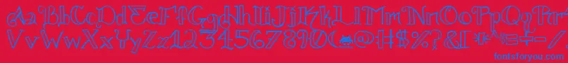 Knuckle.Tatz.Fontvir.Us Font – Blue Fonts on Red Background