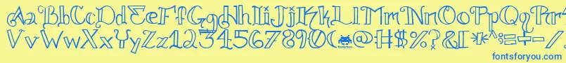 Шрифт Knuckle.Tatz.Fontvir.Us – синие шрифты на жёлтом фоне
