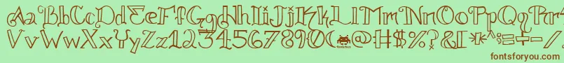 Шрифт Knuckle.Tatz.Fontvir.Us – коричневые шрифты на зелёном фоне
