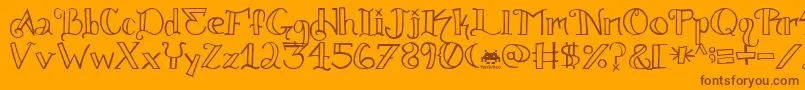 フォントKnuckle.Tatz.Fontvir.Us – オレンジの背景に茶色のフォント
