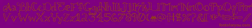 フォントKnuckle.Tatz.Fontvir.Us – 紫色の背景に茶色のフォント