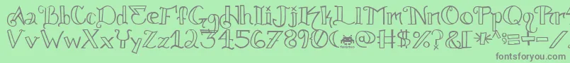 フォントKnuckle.Tatz.Fontvir.Us – 緑の背景に灰色の文字