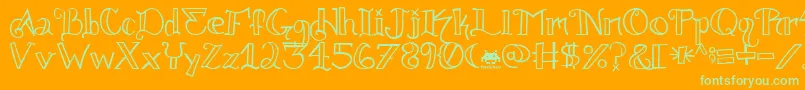 Knuckle.Tatz.Fontvir.Us Font – Green Fonts on Orange Background