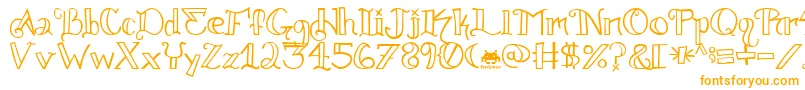 Knuckle.Tatz.Fontvir.Us-Schriftart – Orangefarbene Schriften auf weißem Hintergrund