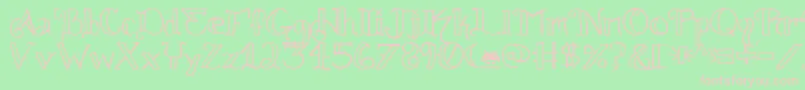 フォントKnuckle.Tatz.Fontvir.Us – 緑の背景にピンクのフォント