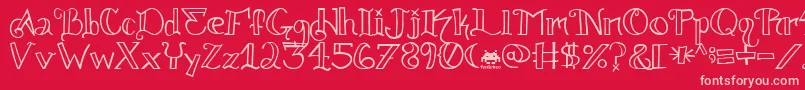 Knuckle.Tatz.Fontvir.Us-Schriftart – Rosa Schriften auf rotem Hintergrund