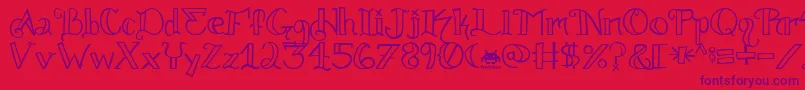Шрифт Knuckle.Tatz.Fontvir.Us – фиолетовые шрифты на красном фоне