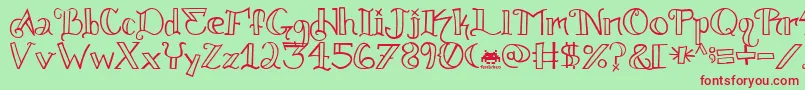 Czcionka Knuckle.Tatz.Fontvir.Us – czerwone czcionki na zielonym tle