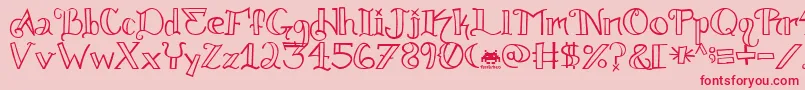 Knuckle.Tatz.Fontvir.Us-Schriftart – Rote Schriften auf rosa Hintergrund