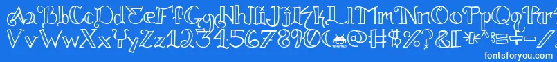 フォントKnuckle.Tatz.Fontvir.Us – 青い背景に白い文字