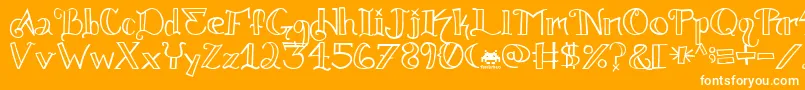 Knuckle.Tatz.Fontvir.Us-Schriftart – Weiße Schriften auf orangefarbenem Hintergrund