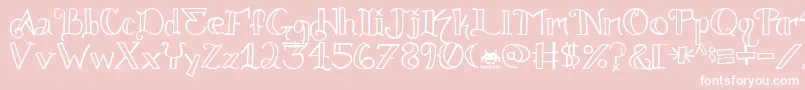 Knuckle.Tatz.Fontvir.Us-Schriftart – Weiße Schriften auf rosa Hintergrund
