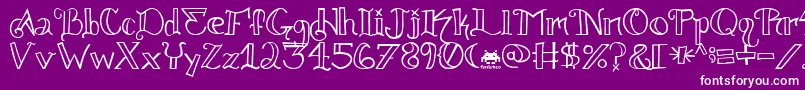Шрифт Knuckle.Tatz.Fontvir.Us – белые шрифты на фиолетовом фоне