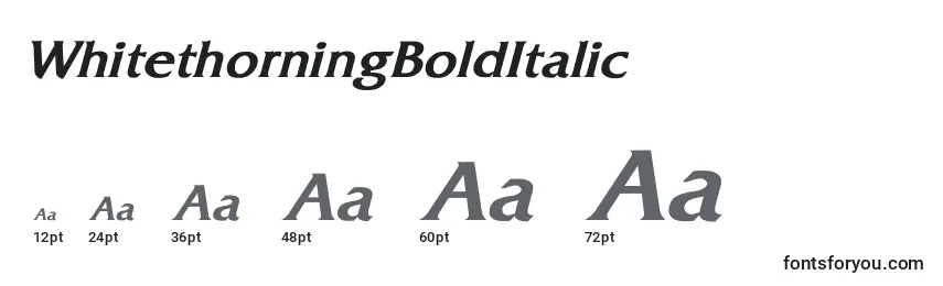 Размеры шрифта WhitethorningBoldItalic