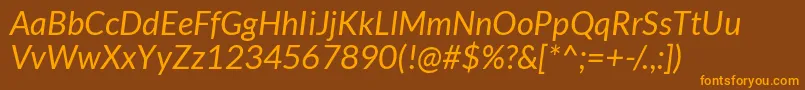 LatoItalic Font – Orange Fonts on Brown Background